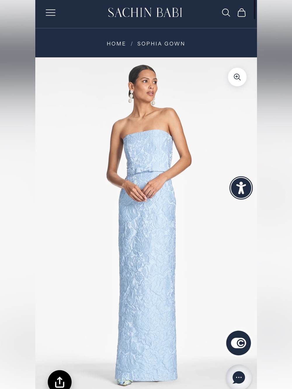 Sachin + Babi Sophia Gown in Ice Blue